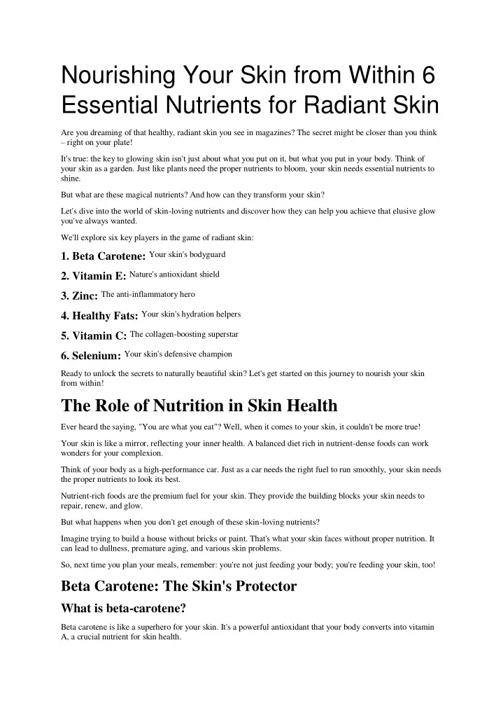 nourishing your skin from within 6 essential