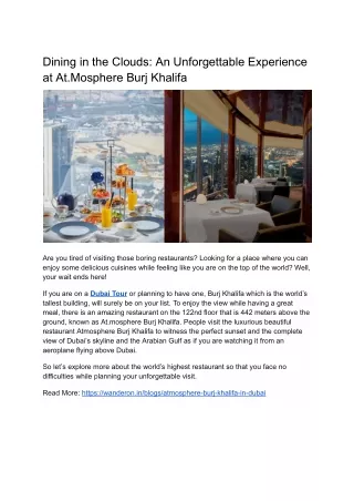 At.mosphere Burj Khalifa: Dining At The Top Of The World