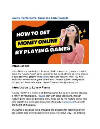 "Lovely  Plants Game: Speedy Beginning Aide and Prize Tips"