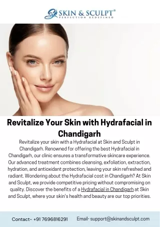 Revitalize Your Skin with Hydrafacial in Chandigarh