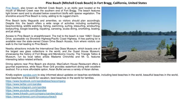 pine beach mitchell creek beach in fort bragg