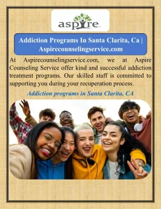 Addiction Programs In Santa Clarita, Ca  Aspirecounselingservice.com