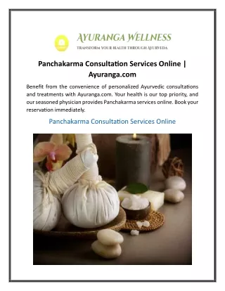 Panchakarma Consultation Services Online  Ayuranga