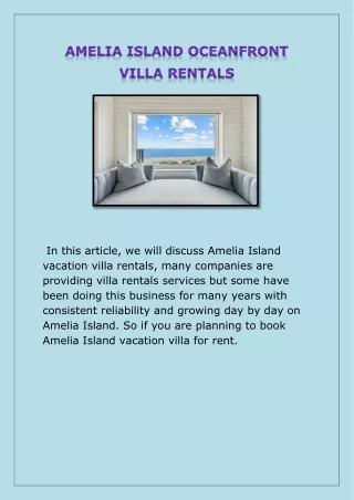 AMELIA ISLAND OCEANFRONT VILLA RENTALS