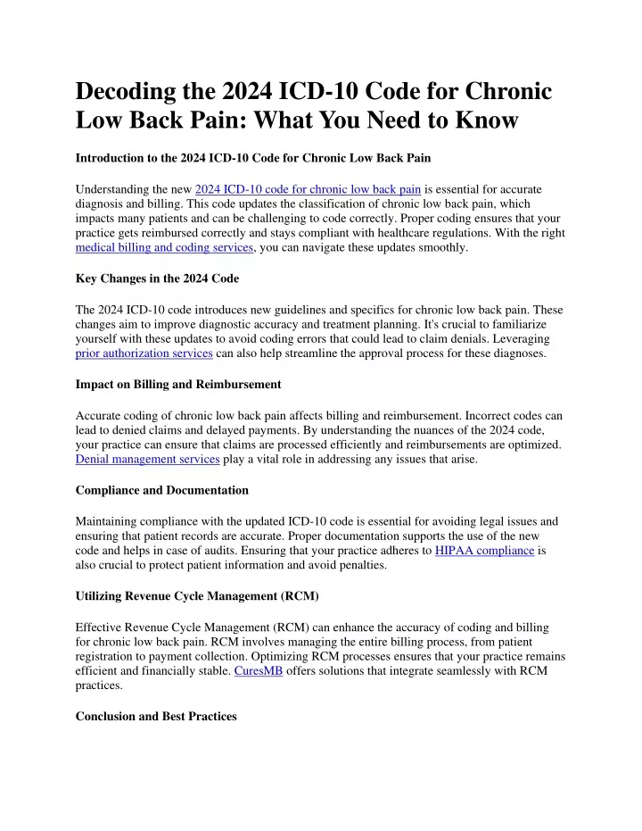 PPT - Decoding the 2024 ICD-10 Code for Chronic Low Back Pain