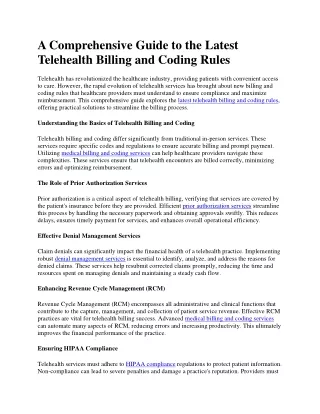 A Comprehensive Guide to the Latest Telehealth Billing and Coding Rules