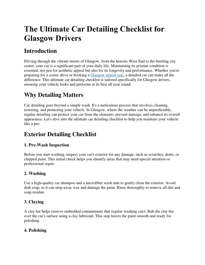 the ultimate car detailing checklist for glasgow