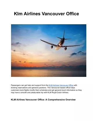 Klm Airlines Vancouver Office