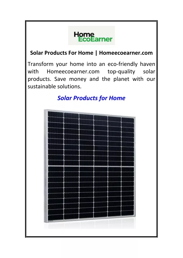 solar products for home homeecoearner com