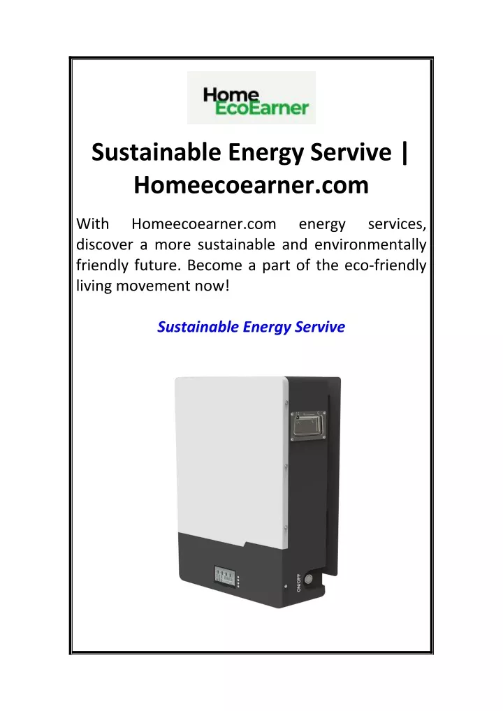 sustainable energy servive homeecoearner com