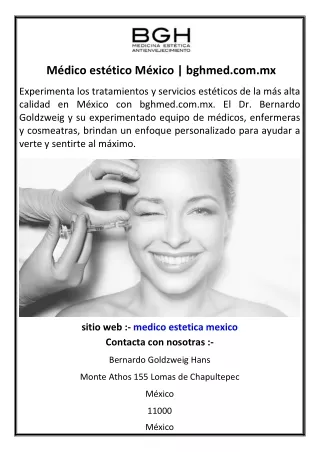Médico estético México | bghmed.com.mx