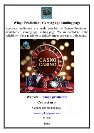wingo prediction gaming app landing page