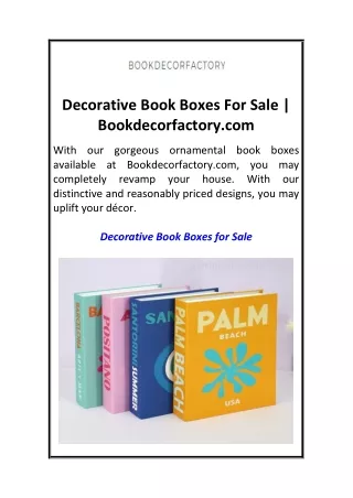 Decorative Book Boxes For Sale  Bookdecorfactory.com