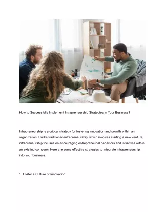 how to successfully implement intrapreneurship