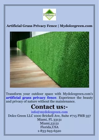 Artificial Grass Privacy Fence  Mydolcegreen.com