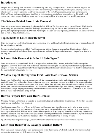 Ensuring Optimal Results from Your Laser Hair Removal Sessions in Midland, Texas