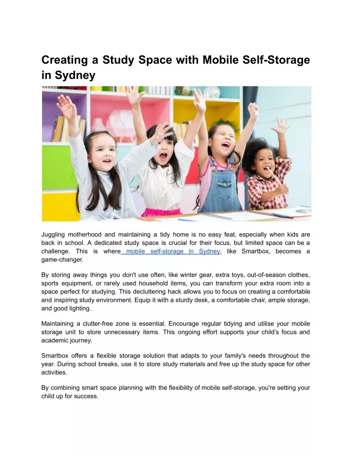 creating a study space with mobile self storage