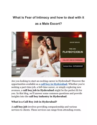 What is Fear of Intimacy and how to deal with it as a Male Escort?