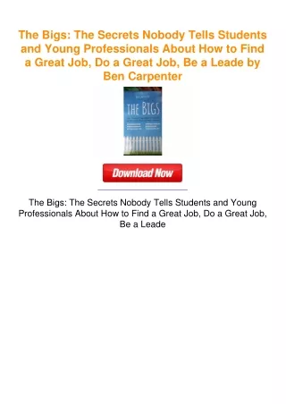 The Bigs: The Secrets Nobody Tells Students and Young Professionals About