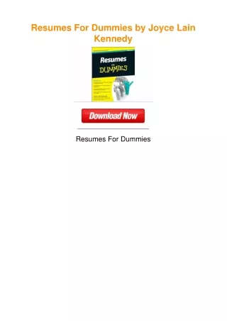 Resumes For Dummies by Joyce Lain Kennedy