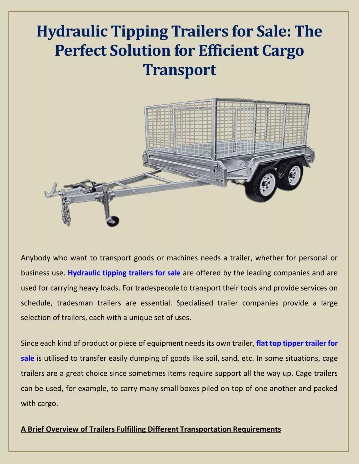 hydraulic tipping trailers for sale the perfect