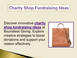 Charity Shop Fundraising Ideas