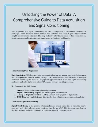 Unlocking the Power of Data A Comprehensive Guide to Data Acquisition and Signal Conditioning