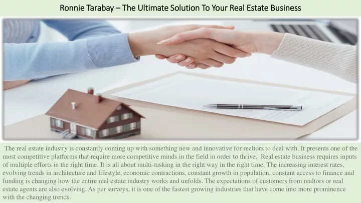 ronnie tarabay the ultimate solution to your real estate business