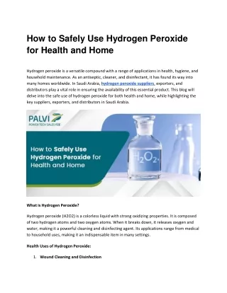 How to Safely Use Hydrogen Peroxide for Health and Home