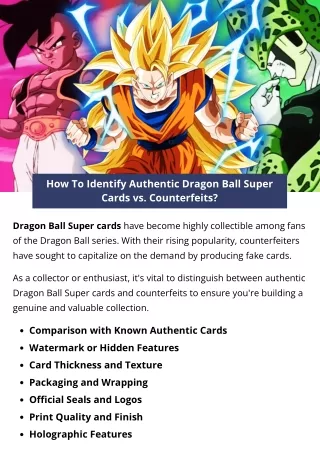 how to identify authentic dragon ball super cards