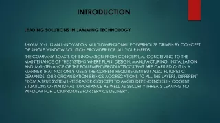Leading Solutions in Jamming TechnologY