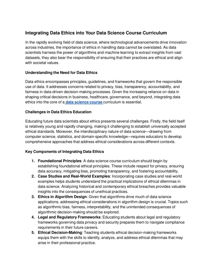 PPT - Integrating Data Ethics into Your Data Science Course Curriculum ...
