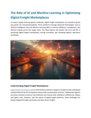 The Role of AI and Machine Learning in Optimizing Digital Freight Marketplaces