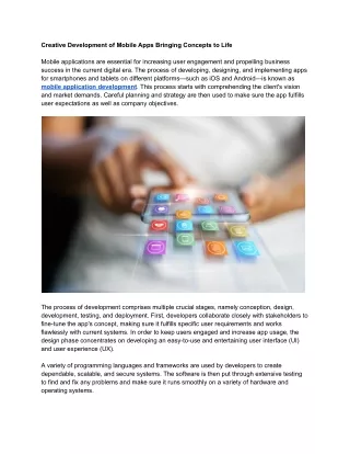 Creative Development of Mobile Apps Bringing Concepts to Life