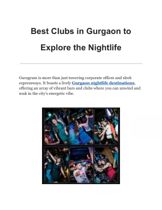 Best Clubs in Gurgaon to Explore the Nightlife