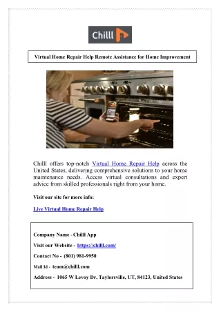 Virtual Home Repair Help Remote Assistance for Home Improvement