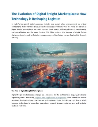 The Evolution of Digital Freight Marketplaces How Technology is Reshaping Logistics