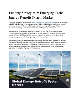 Funding Strategies &amp; Emerging Tech: Energy Retrofit System Market