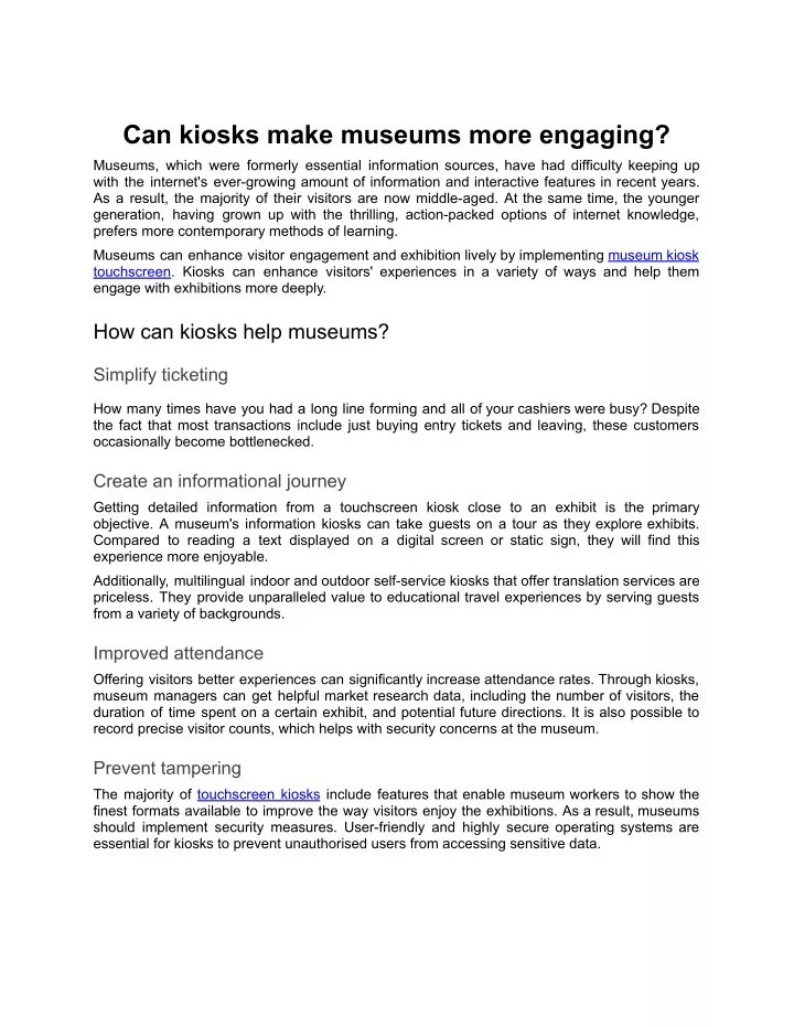 can kiosks make museums more engaging