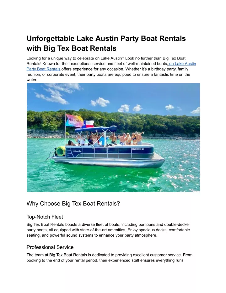 unforgettable lake austin party boat rentals with