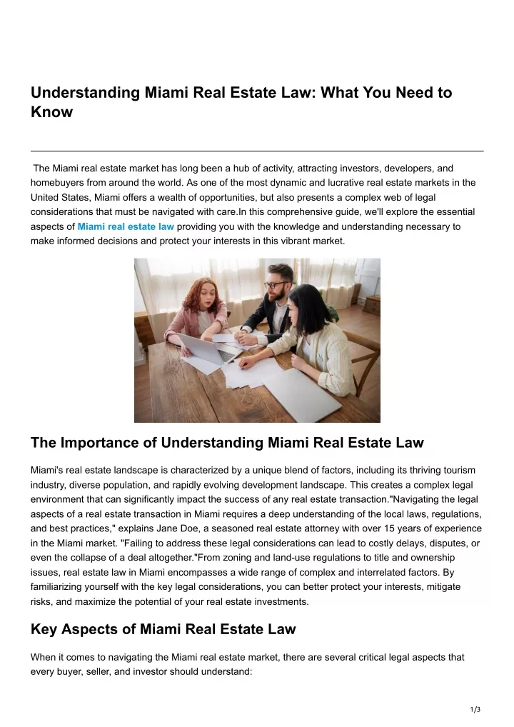 understanding miami real estate law what you need