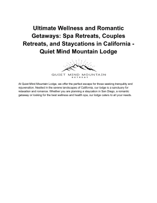 Ultimate Wellness and Romantic Getaways_ Spa Retreats, Couples Retreats, and Staycations in California - Quiet Mind Moun