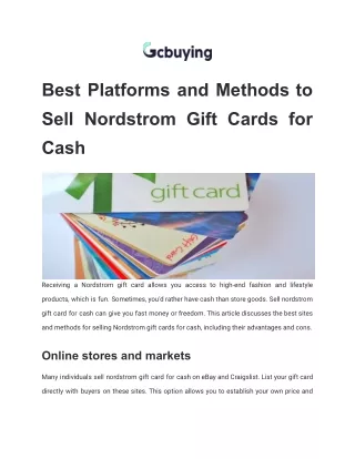 Best Platforms and Methods to Sell Nordstrom Gift Cards for Cash