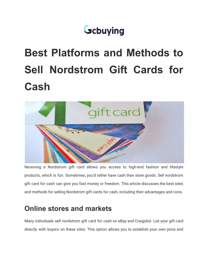 best platforms and methods to sell nordstrom gift