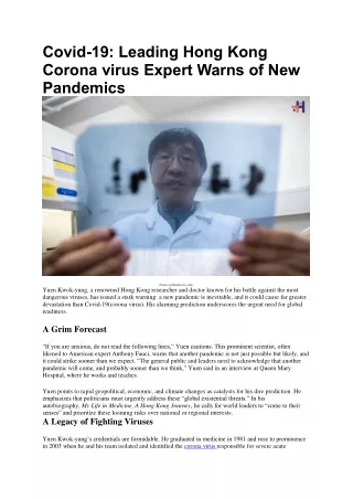 covid 19 leading hong kong corona virus expert