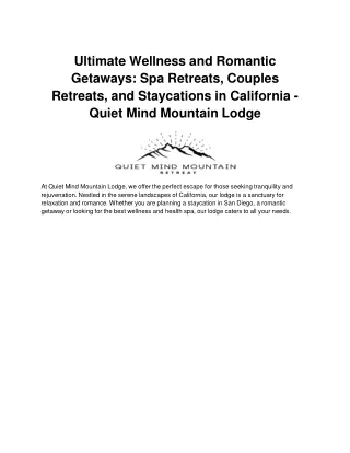 Ultimate Wellness and Romantic Getaways_ Spa Retreats, Couples Retreats, and Staycations in California - Quiet Mind Moun