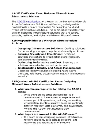 AZ-305 Certification Exam- Designing Microsoft Azure Infrastructure Solutions