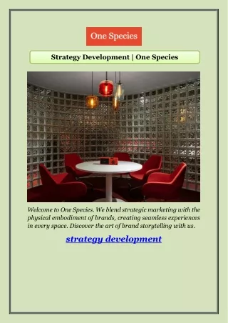 Strategy Development | One Species