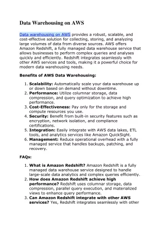 data warehousing on aws data warehousing