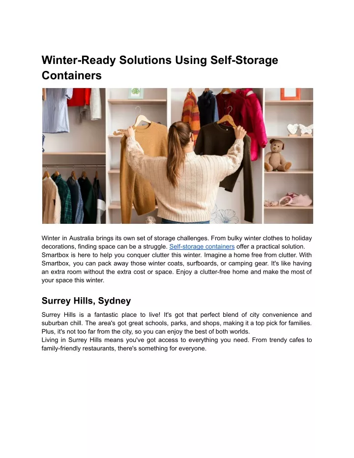 winter ready solutions using self storage